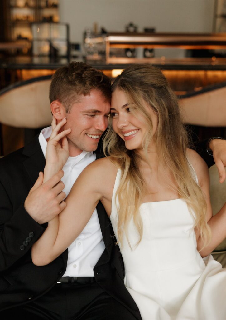 cute portrait of the newly engaged couple