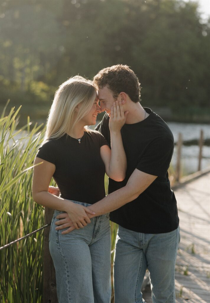 couple at their golden hour photoshoot in Iowa