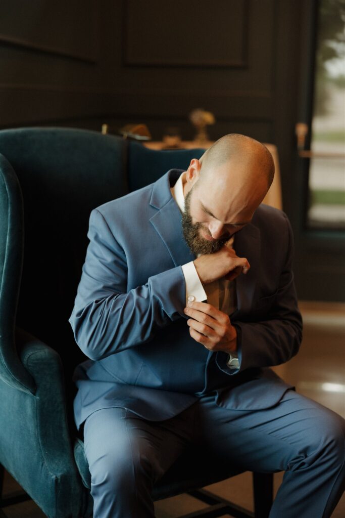 groom before heading to his wedding ceremony