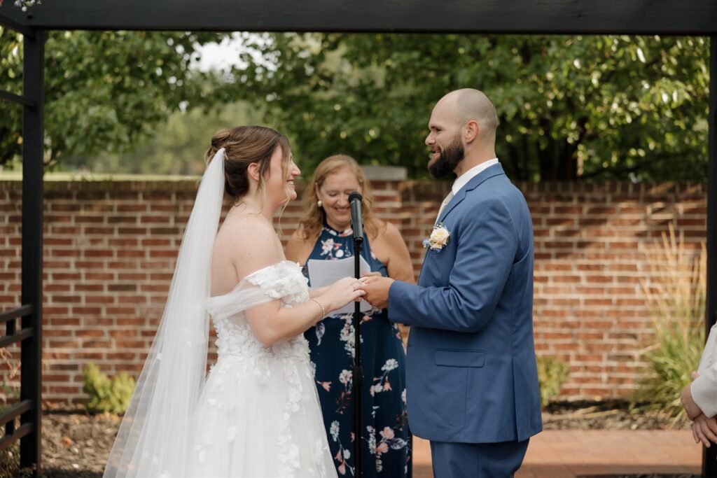 bride and groom emotional at their ceremony