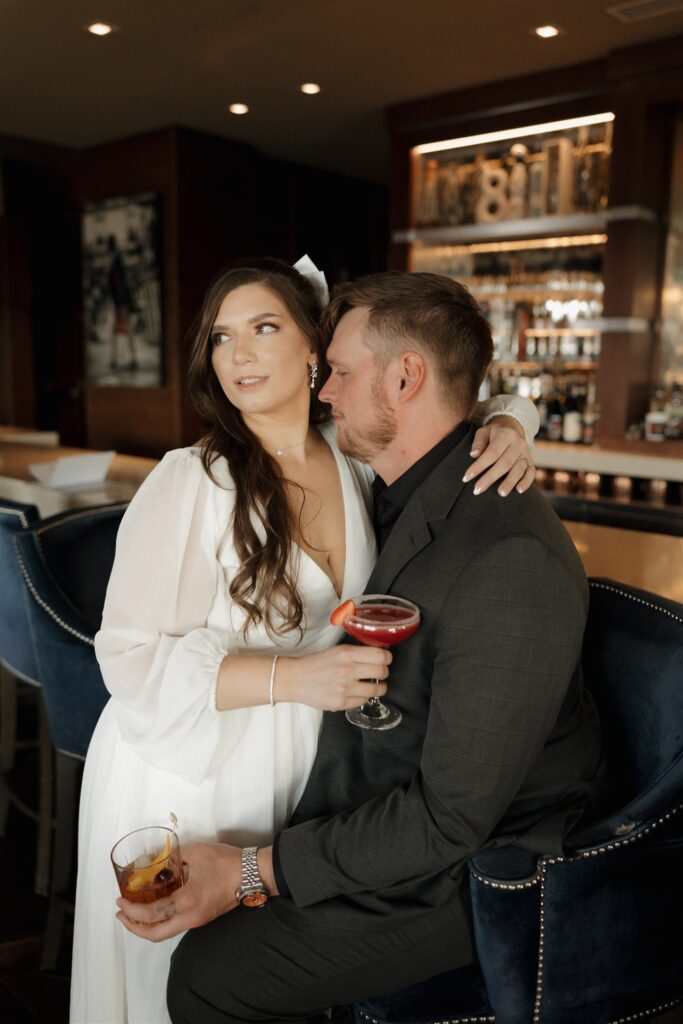 couple at their fun and timeless engagement photos