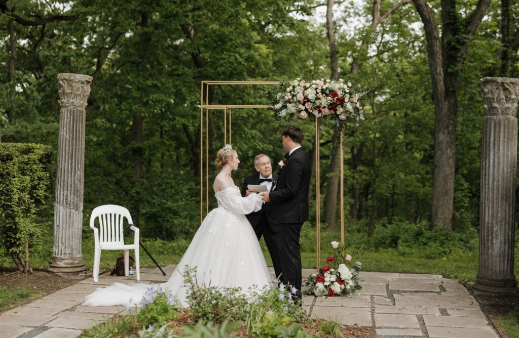 bride and groom emotional at their wedding ceremony