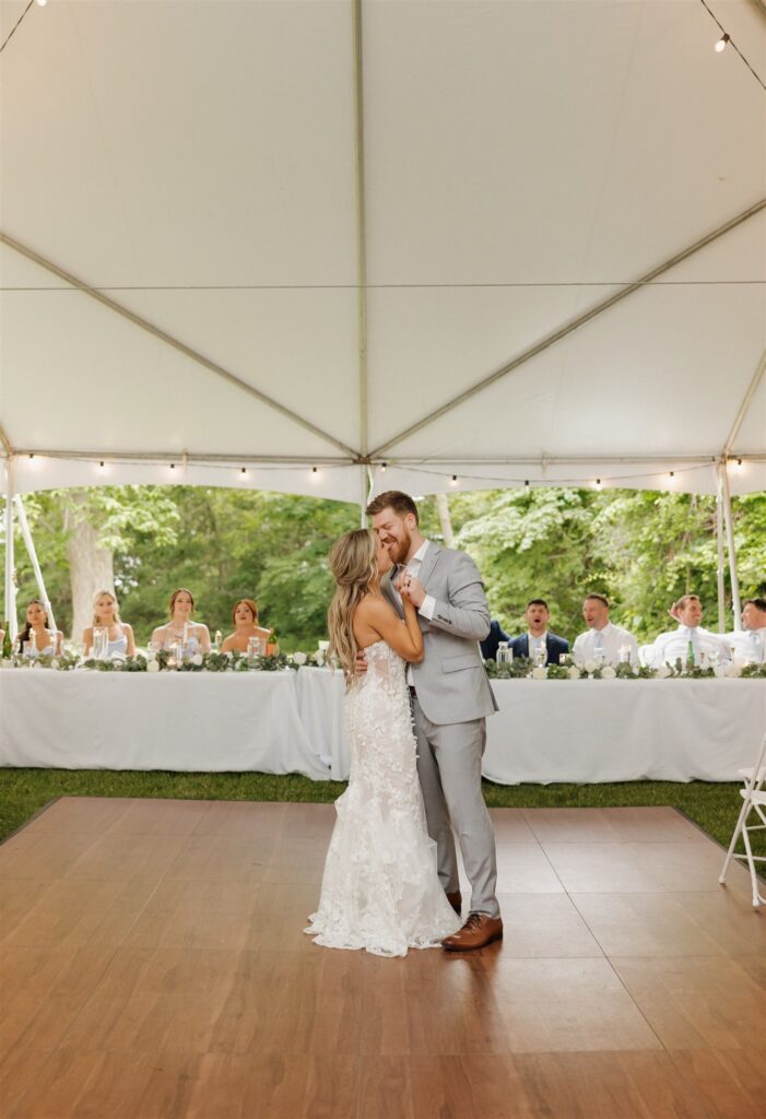 newlyweds first dance at their dream wedding reception