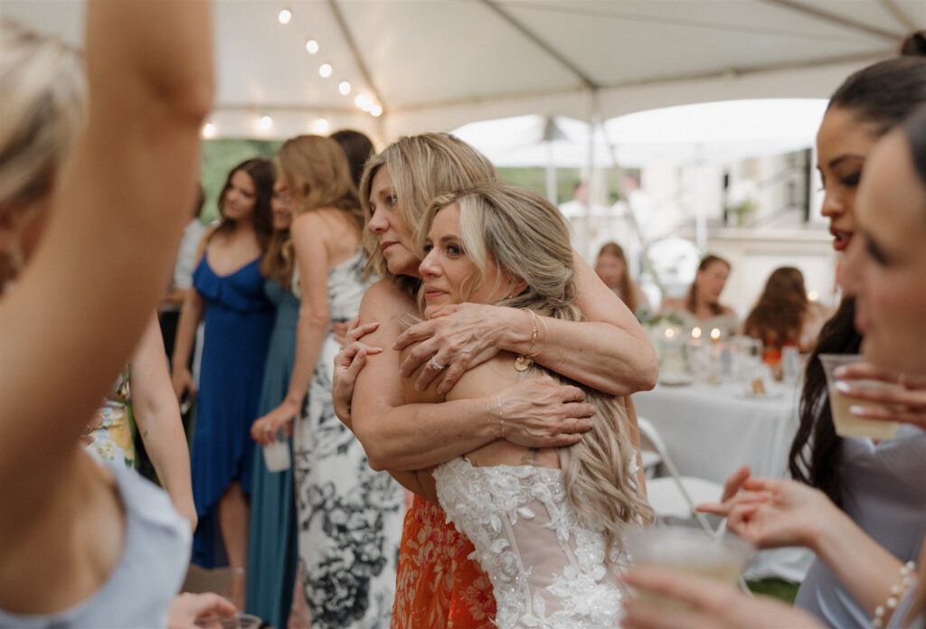 cute picture of the bride and her wedding guests