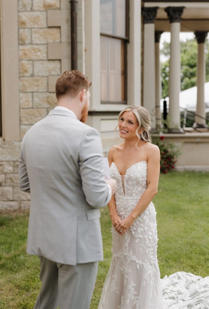 Bride and groom at their private vows