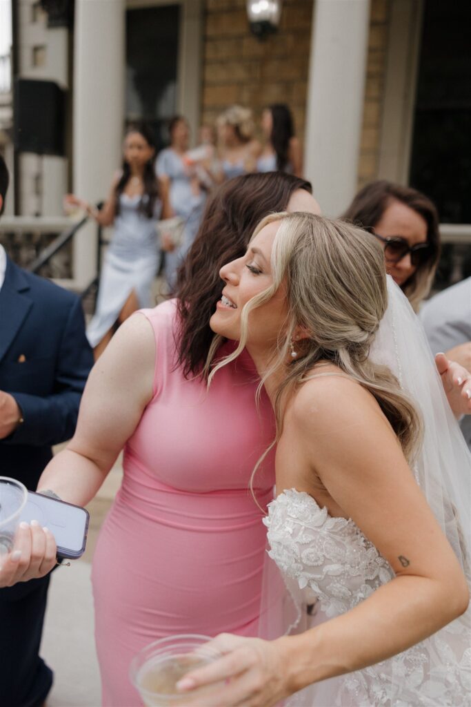 cute picture of the bride and her wedding guests