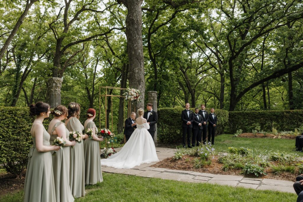 bride and groom at their intimate outdoor ceremony in iowa