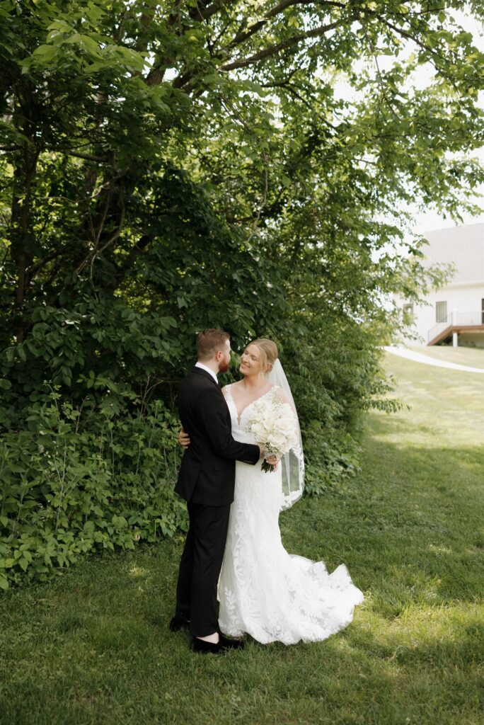 cute picture of the newlyweds hugging