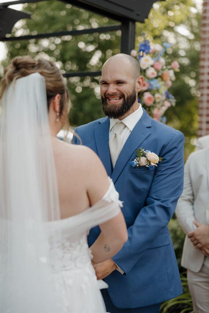 groom emotional at his wedding ceremony