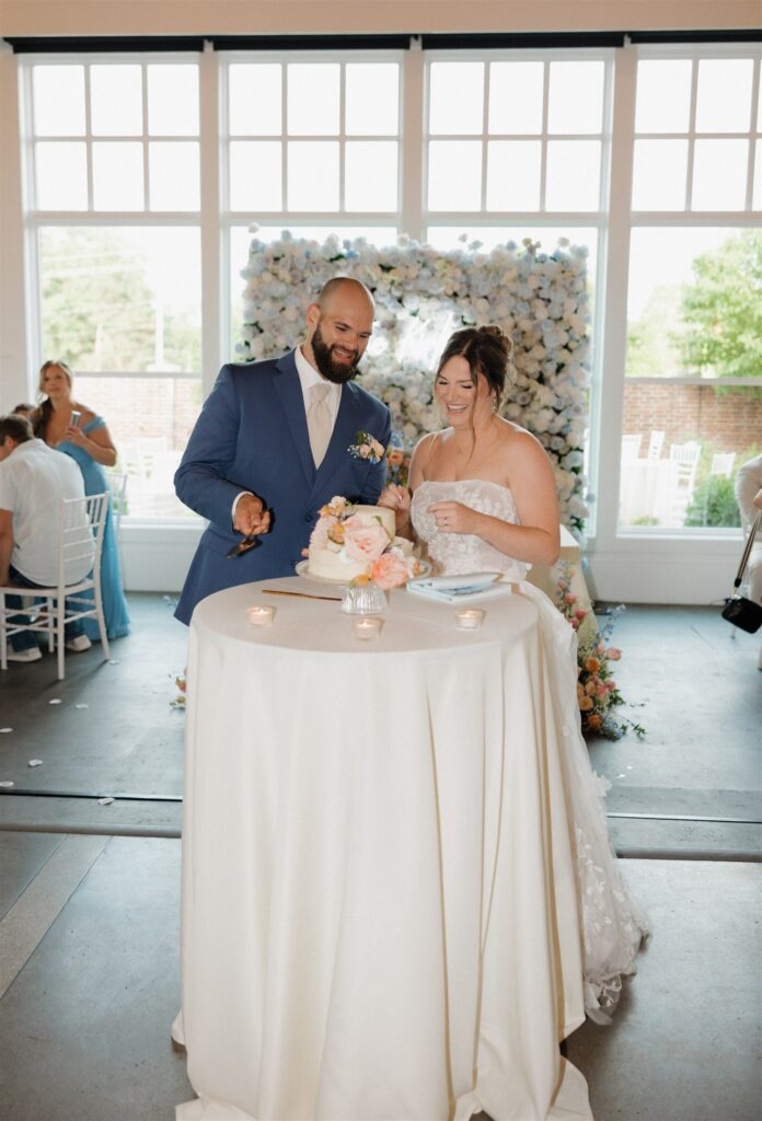 cute picture of the newlyweds at their dream wedding reception