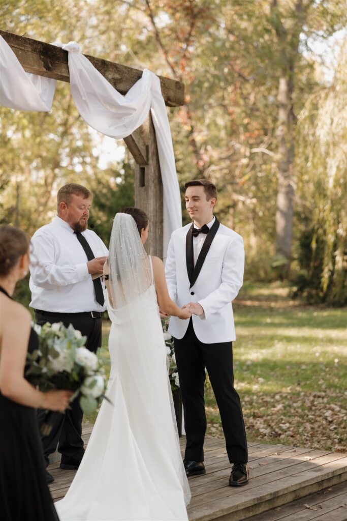 bride and groom emotional during their wedding ceremony