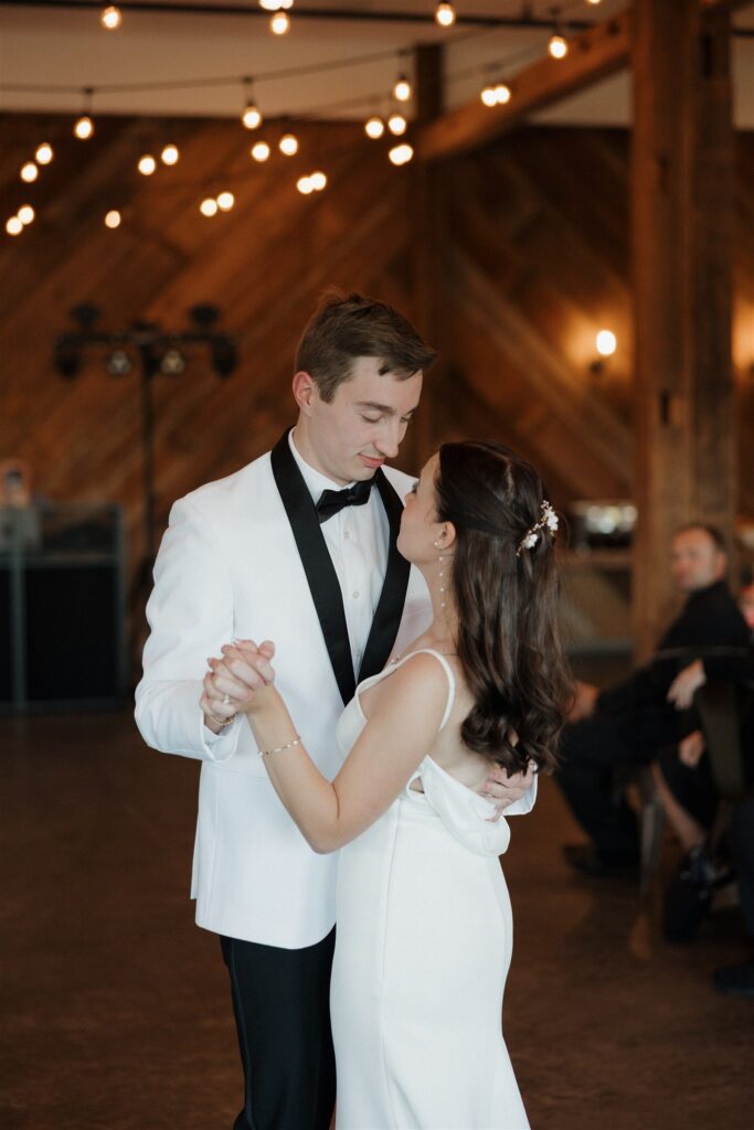 newlyweds first dance at their wedding reception