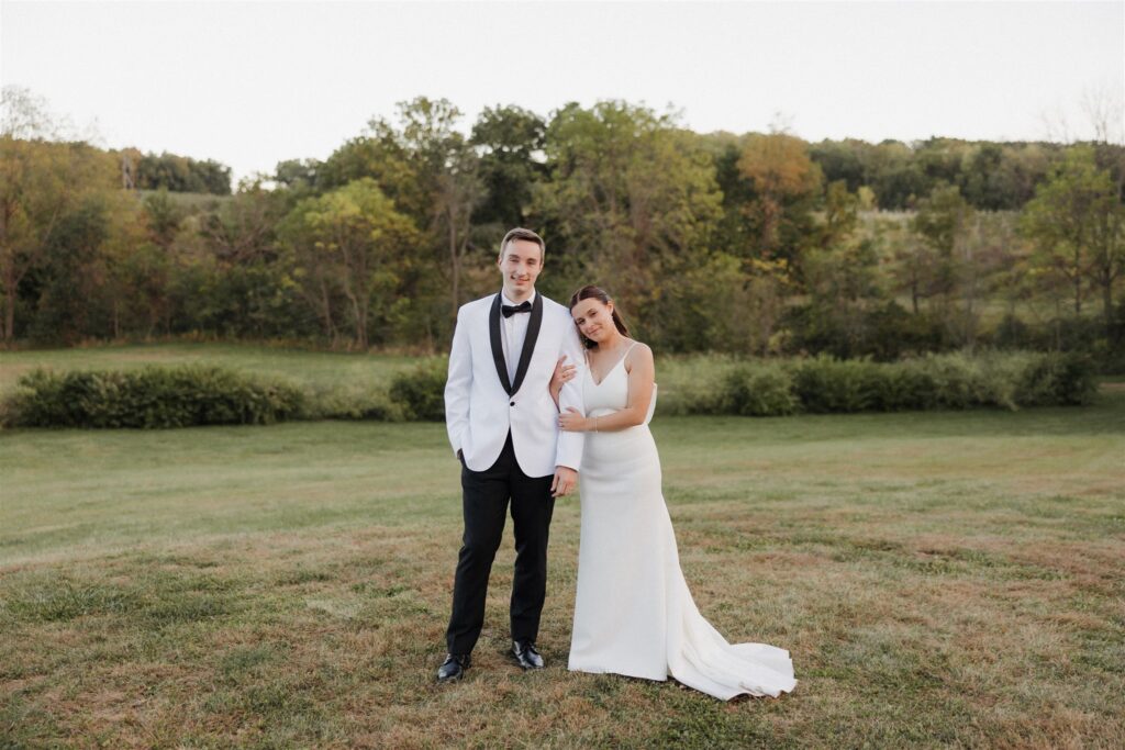 Cute picture of the bride and groom hugging