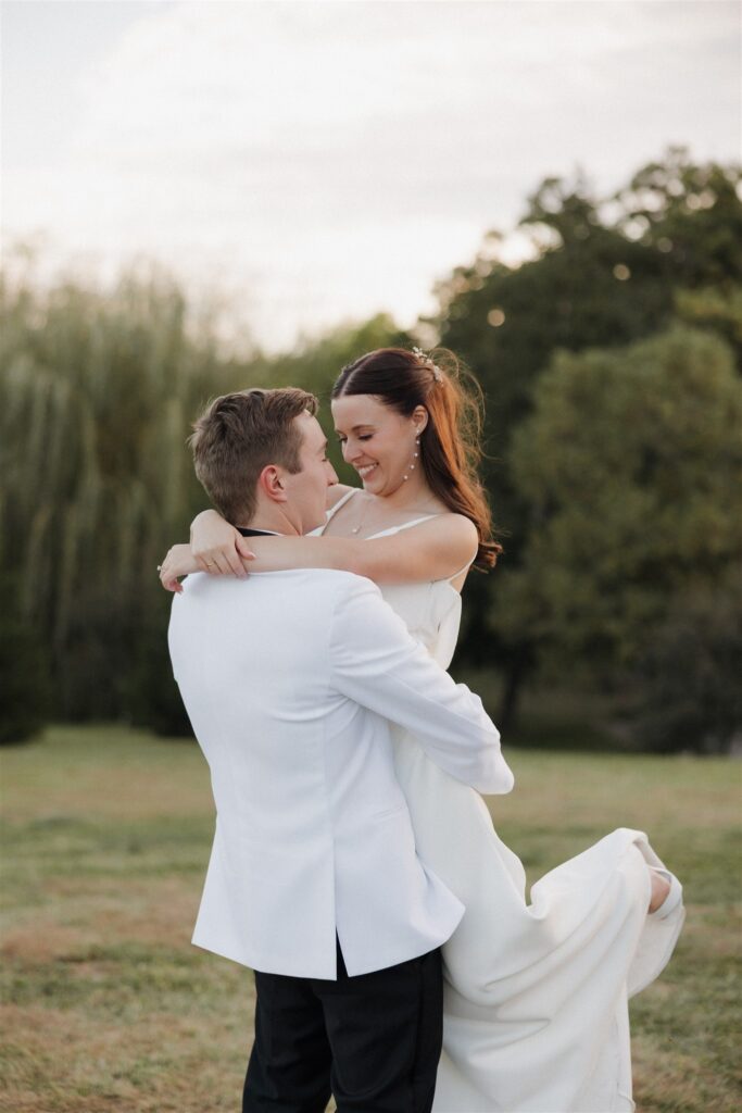 Bride and groom dancing during their photo shoot