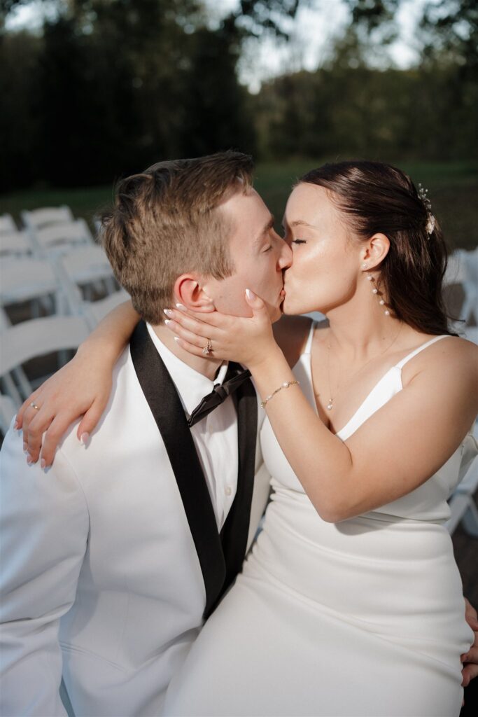 Cute picture of the newlyweds kissing