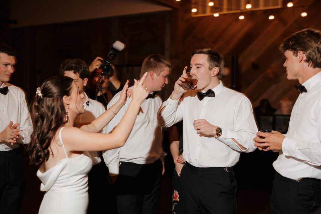 Bride and groom at their dream wedding reception party in Iowa