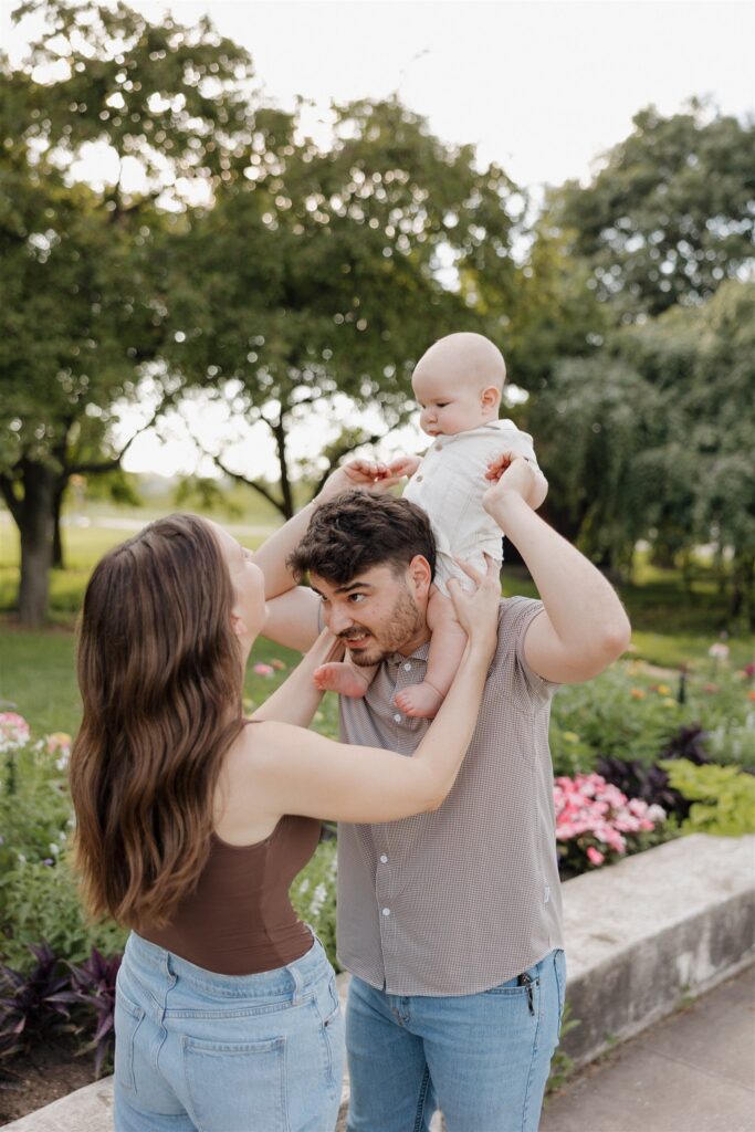 cute family portraits at the park in iowa