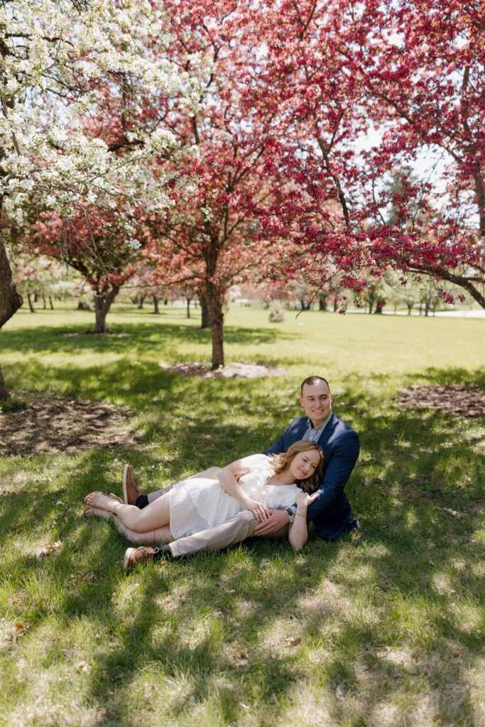 romantic spring couple portraits in iowa