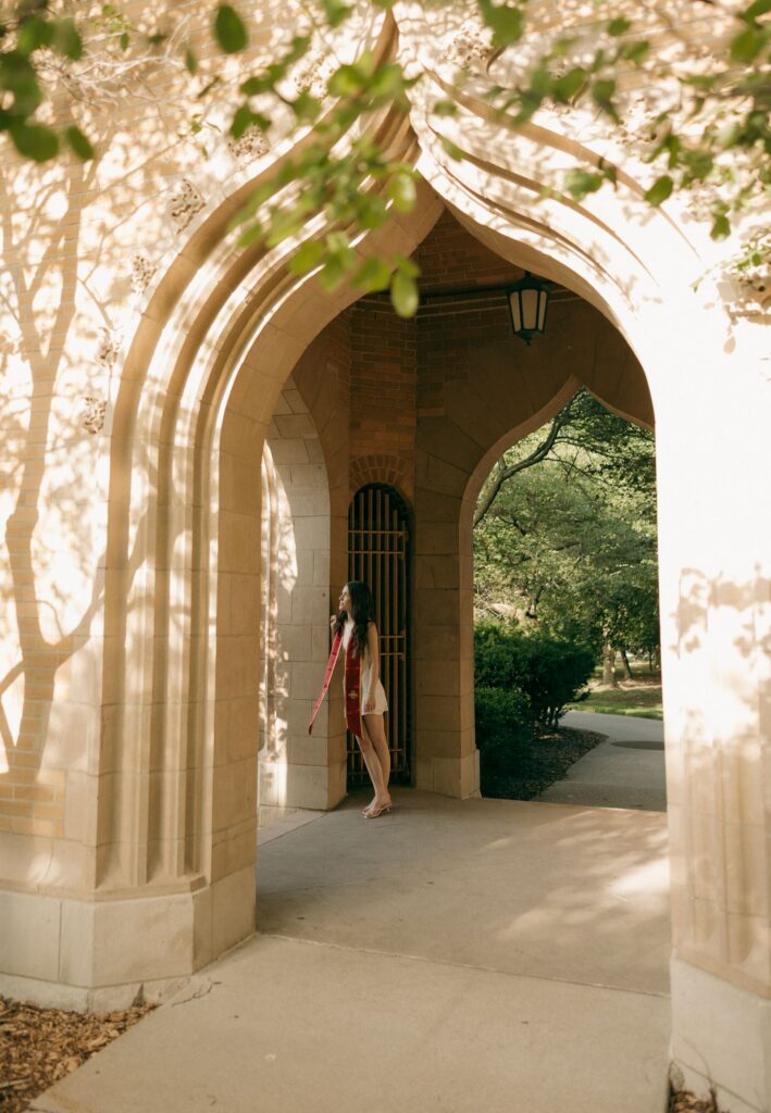 fun grad portraits during golden hour