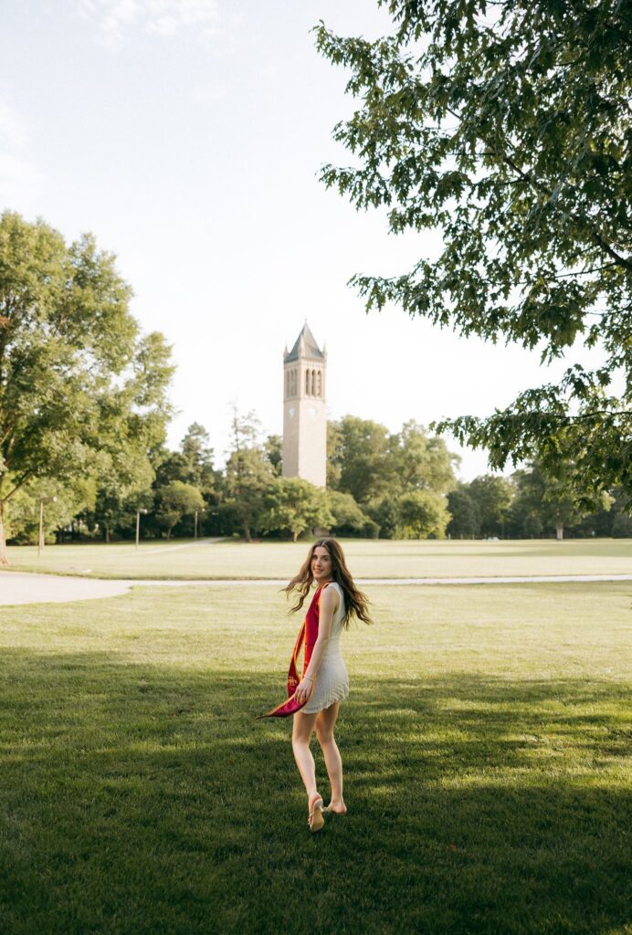 grad at her dream golden hour session