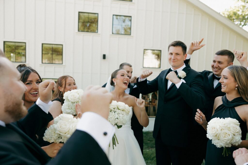 cute picture of the newlyweds and their friends